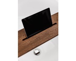 Badplank 80 cm - Walnoot kleur - Badplank eiken - Japandi stijl - Massief eikenhout - Badplank voor in bad - badkamer accessoire - badrek