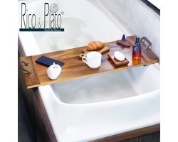 Badplank hout 'Luna' 88cm met antieke koperen handvaten, sfeervol en warme uitstraling, vervaardigd uit grenenhout