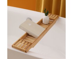Badrekje voor over bad - 70 cm - Bamboe hout - Badrek - Badplank - Badbrug - Basic bad tafeltje voor in bad - Naturel