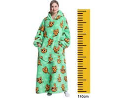 Badrock Hoodie deken - Katten fleece deken met mouwen en capuchon – fleece hoodie – EXTRA lang - Draagbare deken - fleece kleed met capuchon en mouwen – hoodie blanket - maat XS t/m XL – TV plaid met mouwen - 140 cm - groen