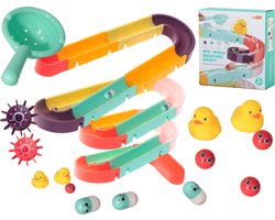 Badspeelgoed met Eendjes – Waterval Glijbaan & Knikkerbaan – Kinderbad Waterspeelgoed met Zuignappen – Geel