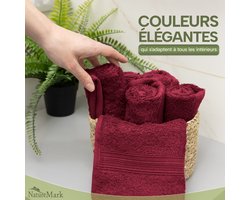 Badstof gastendoekjes 12-pack 30x50cm, 100% katoen, bordeauxrood