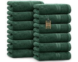 Badstof gastendoekjes 12-pack 30x50cm, 100% katoen, donkergroen