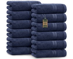 Badstof gastendoekjes 12-pack 30x50cm, 100% katoen, marineblauw