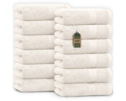 Badstof gastendoekjes 12-pack 30x50cm, 100% katoen, natuurlijk wit