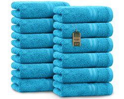 Badstof gastendoekjes 12-pack 30x50cm, 100% katoen, turquoise
