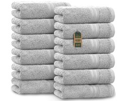 Badstof gastendoekjes 12-pack 30x50cm, 100% katoen, zilvergrijs