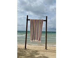 Badstof hamamdoek - grote duurzame handdoek - multicolour strandlaken - 85x180 cm - 100% katoen/badstof