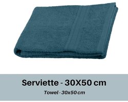 Badstof handdoek - 100% katoen - petrol - zacht en absorberend