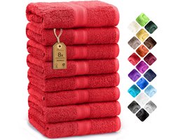 Badstof handdoeken 8-pack 50x100cm, 100% katoen, rood