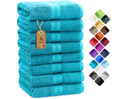 Badstof handdoeken 8-pack 50x100cm, 100% katoen, turquoise