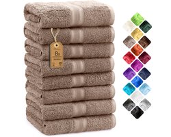 Badstof handdoeken 8-pack 50x100cm, 100% katoen, zand