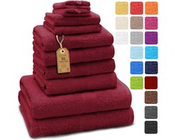 Badstof handdoekenset, 4x handdoeken, 2x badhanddoeken, 2x gastendoekjes, 2x washandjes, Bordeauxrood