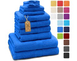 Badstof handdoekenset, 4x handdoeken, 2x badhanddoeken, 2x gastendoekjes, 2x washandjes, koningsblauw