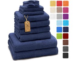 Badstof handdoekenset, 4x handdoeken, 2x badhanddoeken, 2x gastendoekjes, 2x washandjes, marineblauw