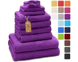 Badstof handdoekenset, 4x handdoeken, 2x badhanddoeken, 2x gastendoekjes, 2x washandjes, paars