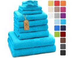 Badstof handdoekenset, 4x handdoeken, 2x badhanddoeken, 2x gastendoekjes, 2x washandjes, turquoise