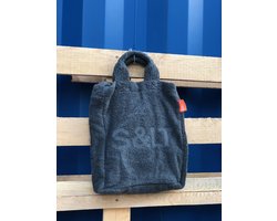 Badstof schoudertas antraciet