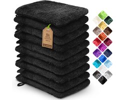 Badstof washandjes, 10-pack, 15 x 21 cm, 100% katoen, zwart