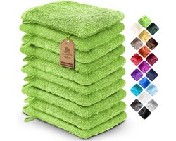 Badstof washandjes, 10-pack, 15x21cm, 100% katoen, appelgroen