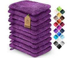 Badstof washandjes, 10-pack, 15x21cm, 100% katoen, paars
