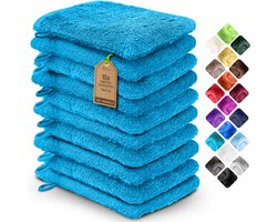 Badstof washandjes, 10-pack, 15x21cm, 100% katoen, turquoise