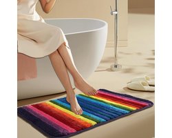 Badtapijten Regenboog - Kleurrijke en Zacht Microfiber Pluche Badmat - Absorberend en Antislip - 50x70cm
