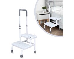 Badtrap met 2 niveaus met handvat, badtreden om in en uit bad te komen, zware stappen voor ouderen 5 niveaus hoogteverstelling ondersteunt tot 136 kg, voetenbank voor bed, keuken, badkuip