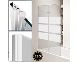 Badwand 2-Delige Inklapbaar Badwand 100x140cm 5mm Helder Veiligheidsglas Nano Coating Aluminium Profiel Badscherm
