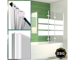 Badwand 3-Delige Inklapbaar Badwand 120x140cm 5mm Helder Veiligheidsglas Nano Coating Aluminium Profiel Badscherm