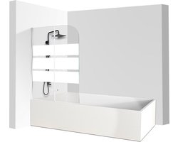 badwand Badplaats 5 mm dik Helder Glas Badscherm Draaibaar veiligheidsglas Inklapbare wand 2-delig 100x140cm wit