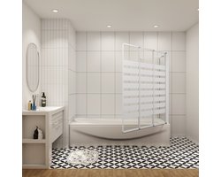 Badwanden Badwand 3 panelen vouwbaar 100x140cm en zijwand 70cm,4mm NANO helder veiligheidsglas,mat zwarte profiel-rechterkant installeren