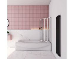 Badwanden Badwand 4 panelen vouwbaar 90x140 cm,4mm helder ESG-veiligheidsglas,profiel van mat grijs