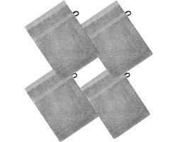 Badwanten Set - Washandjes Lus - Huidverzorging Thuis - Zachte Katoen Constructie - 4 Delig - Lichtgrijs