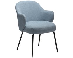 Bae Dan-Form eetkamerstoel met armleuningen bouclé blauw.