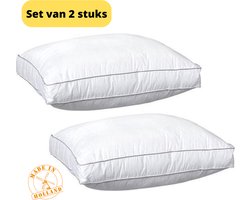 Bafra - Boxkussen - Hoofdkussen - 50x60x10 cm - Wit - set van 2 stuks - Navulbaar met ritssluiting - Hoofdkussen Nekklachten - Hoofdkussens Slaapkamer - Geschikt voor rug-, zij- en buikslapers - Orthopedisch - Ergonomisch