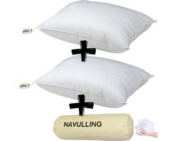 Bafra Hoofdkussen - Hoofdkussen Set van 2 - + gratis zak vulling | 60x70 cm - Hotelkwaliteit Hoofdkussens - Geschikt voor rug-, zij- en buikslapers - Katoenen Tijk