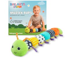 Bailanta® Buikligtrainer - Baby Rups Knuffel – Muzikaal Sensorisch Speelgoed – Met Knisperpapier & Liniaal – Voor Tummy Time & Motoriekontwikkeling
