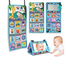 Bailanta® Buikligtrainer voor Baby's – Tummy Time – Knisperboekje – Montessori Speelgoed – Sensorisch – Baby’s Eerste Boekje – Speelgoed 0 jaar – Educatief Speelgoed - Buggyboekje