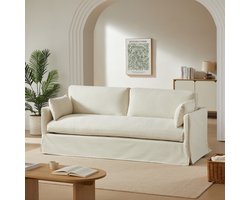 BAÏTA - JATOBA - 3-Zits Bank - Beige – Moderne Stoffen Bank – Afneembare Hoes & Zacht Zitcomfort – Linnen Look Design Sofa