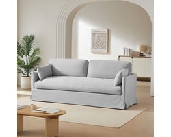BAÏTA - JATOBA - 3-Zits Bank - Grijs – Moderne Stoffen Bank – Afneembare Hoes & Zacht Zitcomfort – Linnen Look Design Sofa