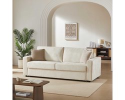 BAÏTA - SOCCA - Convertible Express Slaapbank - Beige - 3-4 Zits – Stoffen Design Sofa met Echt Matras – Luxe & Comfor