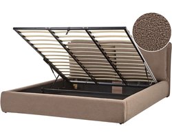 BAJONNA - Bed met opbergruimte - Bruin - 180 x 200 cm - Bouclé