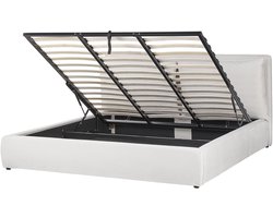 BAJONNA - Bed met opbergruimte - Gebroken wit - 180 x 200 cm - Fluweel