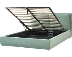 BAJONNA - Bed met opbergruimte - Mintgroen - 160 x 200 cm - Fluweel