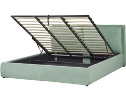 BAJONNA - Bed met opbergruimte - Mintgroen - 180 x 200 cm - Fluweel