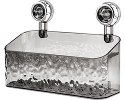 Baketron Badkamer met zuignap, rek met gletsjermotief, wandopbergdoos voor toilet, kan worden versterkt door rotatie, opslag van handdoeken en andere verschillende voorwerpen (L-grijs)