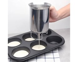 Bakeware Ontdek de Ultieme Keukenhulp: De Roestvrijstalen Pannenkoekbeslagdispenser Trechter met Eiseparator en Roomtrechter! besllagdispenser eiseparator en roomtrechter, 1 svoor cupcakes en wafelspannekoeken cake Beslag Dispenser
