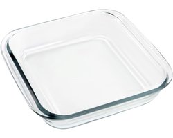 Baking Dish 1.8 L - Glas - Klein - Vierkant - Lasagna - Transparant - 21 x 20 x 5 cm - Ovenvorm - Tiramisu Vorm - Glazen Bakplaat - Lasagna Vorm