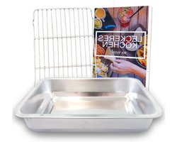 Baking Dish - Oven Roasting Tray with Grid - Stainless Steel (36x27x6CM)